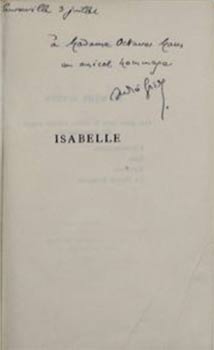 Item #51-4223 Isabelle. Récit. First edition. Signed. André Gide, Mme. Octave Maus,...
