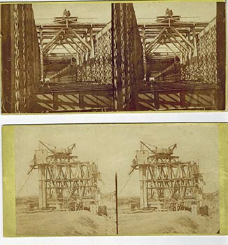 Item #51-4233 View of "Pont sur le Po," possibly the Ponte Vittorio Emanuele II San Pietro, under construction Original photograph. Amilcar Ansaloni, born 1841.