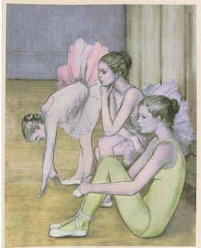 Item #51-4261 Three young ballerinas. Signed silkscreen. Paul Smolders