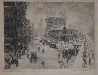 Item #51-4341 Herald Square, New York - U.S.A. Original etching. Curt Szekessy, active