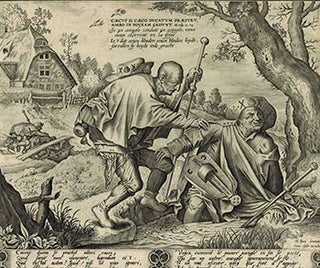 Item #51-4348 The Blind leading the Blind. Les deux Aveugles. Original engraving. Hieronymus...