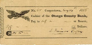 Item #51-4471 Check from James Fenimore Cooper to himself for $50. James Fenimore Cooper, 1789 1851