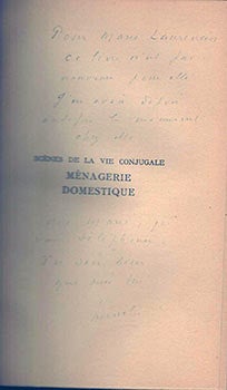 Item #51-4508 Ménagerie domestique.. Signed, presentation copy to Marie Laurencin. Marcel Jouhandeau, Marie Laurencin.