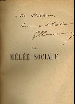 Item #51-4510 La mêlée sociale. Signed, presentation copy to Thadée Natanson. First edition....