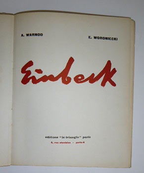 Item #51-4515 Einbeck.... First edition. André Warnod, Edouard Woroniecki, Georges Einbeck