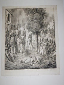 Item #51-4530 Combat près d'un moulin. First edition of the lithograph. Hippolyte...