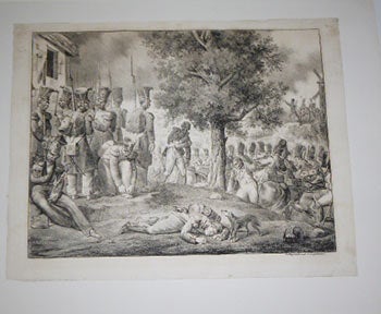 Item #51-4530 Combat près d'un moulin. First edition of the lithograph. Hippolyte Bellangé, Joseph-Louis-Hippolyte Bellangé, lithographer Godefroy Engelmann, 1788 – 1839.