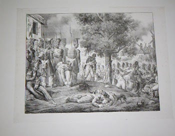 Item #51-4531 Combat près d'un moulin. First edition of the lithograph. Hippolyte Bellangé, Joseph-Louis-Hippolyte Bellangé, lithographer Godefroy Engelmann, 1788 – 1839.