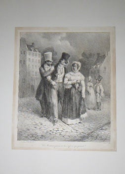 Item #51-4532 Ces messieurs prennent leur café, à c'qui parait. First edition of the lithograph. Hippolyte Bellangé, Joseph-Louis-Hippolyte Bellangé, lithographer Villain.