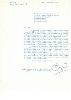 Item #51-4581 Original letter from BRASSAÏ to the art historian and curator Jean Leymarie....