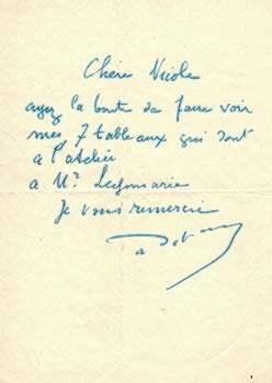 Item #51-4582 Original letter from André DERAIN to the art historian and curator Jean Leymarie....