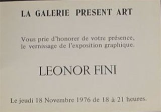 Item #51-4588 Invitation to Leonor Fini - La Galerie Présent Art, 64, boulevard St. German....