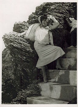 Item #51-4624 Original photograph of Sarah Bernhardt, standing by the sea. Thérèse...
