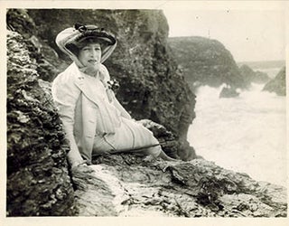 Item #51-4625 Original photograph of Sarah Bernhardt, sitting by the sea. Thérèse...