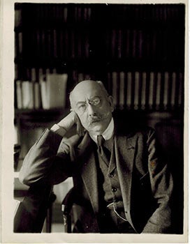Item #51-4628 Original photograph of Alfred Capus ( 1857 - 1922) in his Library leaning on his...