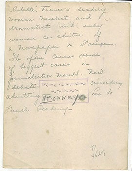 Original photograph of a pensive Colette.
