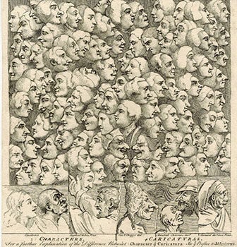 Item #51-4661 Characters and Caricaturas. Original etching. 18th Century Impression. William Hogarth.