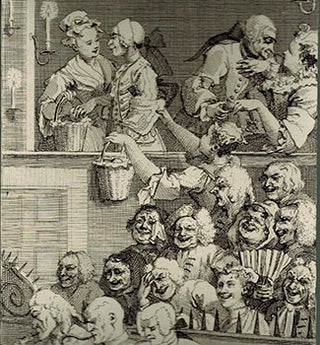 Item #51-4665 The Laughing Audience. Original etching. 18th Century Impression. William Hogarth