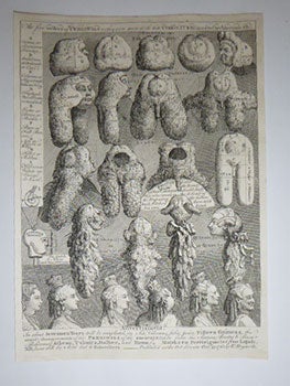 Item #51-4667 The five Orders of Perriwigs. Original etching. 18th Century Impression. William Hogarth.