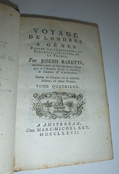 Voyage de Londres à Gênes, passant par l'Angleterre, le Portugal, l'Espagne et la France.; traduit de l'anglois sur la troisième édition First edition in French.