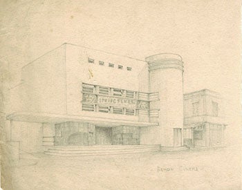 Item #51-4727 Original drawing of the Armon Cinema, Haifa, playing "Spring Fever." Architectural renderer of Cinemas.