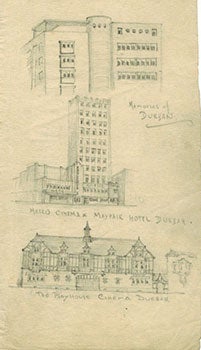 Architectural renderer of Cinemas - Original Drawings of Cinemas in Durban, South Africa in the 1930s: Metro Cinema and Mayfair Hotel; and the Playhouse Cinema