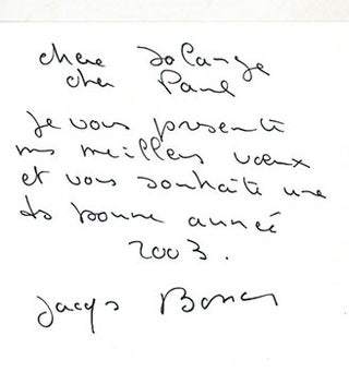 Item #51-4804 Letter from Jacques Bosser to the gallerist Solange Simon. Jacques Bosser, born 1946