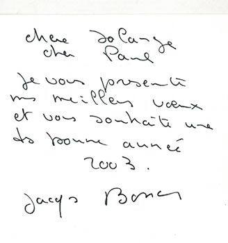 Item #51-4804 Letter from Jacques Bosser to the gallerist Solange Simon. Jacques Bosser, born 1946.