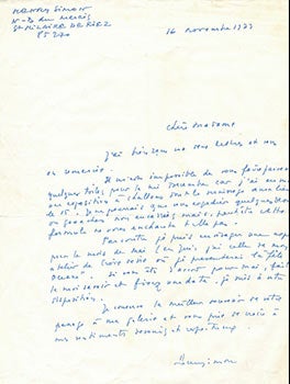 Item #51-4830 Letters from Henry Simon to the Lille gallerist Solange Simon. Henry Simon