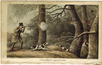 Alkin, S., artist; aquatinted by Thomas Sutherland (1785-1838) - Pheasant Shooting. First Edition of the Aquatint