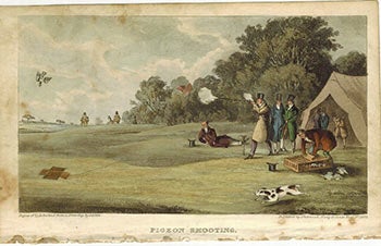 Alkin, S., artist; aquatinted by Thomas Sutherland (1785-1838) - Pigeon Shooting . First Edition of the Aquatint