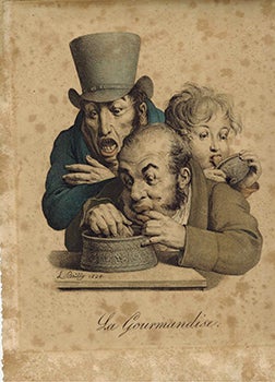 Item #51-4882 La Gourmandise. First edition of the lithograph from the suite "Les Grimaces."...