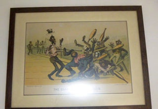 Item #51-4935 The Darktown Bowling Club: Bowled Out. First edition of the lithograph. Currier, Ives