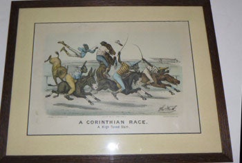 Item #51-4938 A Corinthinan Race: A high toned start. First edition of the lithograph. Thomas Worth, Currier, Ives.