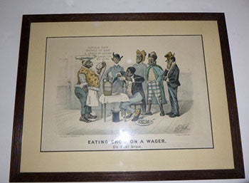 Item #51-4939 Eating Crow on a Wager. De Fust Brace. First edition of the lithograph. Thomas Worth, Currier, Ives.