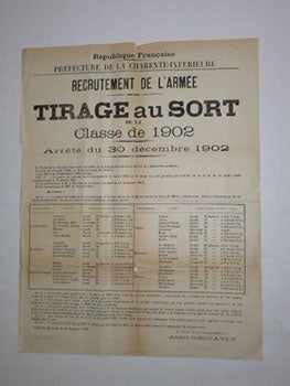 Item #51-4993 Récrutement de l'Armée. Tirage au Sort. First edition of the lithograph....