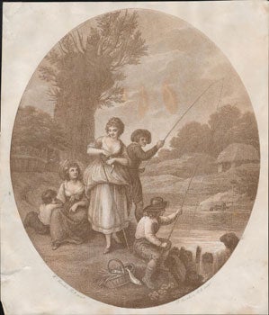 Item #51-5011 April. (Family fishing outing). Original etching ad engraving. Francesco...