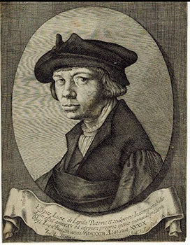 Item #51-5070 Portrait of Lucas van Leyden. First edition of the etching. Andries Jacobsz Stock, after Lucas van Leyden.