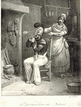 Item #51-5073 Ah! faut-il qu'un homme soit....indiscrett. First edition of the lithograph....