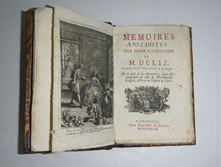 Item #51-5139 Memoires anecdotes pour servir à l'histoire du M. Duliz, Fameux juif portugais à...
