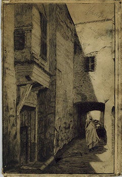 Item #51-5148 Arab Man in the Casbah. Original etching. Gustave René Pierre