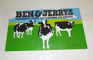 Item #51-5184 Ben & Jerry’s Cow Poster. Vermont's Finest All Natural Ice Cream. Original...