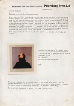 Item #51-5187 "A portrait of the artist by Francis Bacon." Original polaroid and prospectus for the portfolio. Francis Bacon, Richard Hamilton, 1922 - 2011.