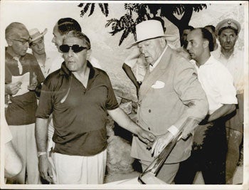 Union News-Photos Agency, Athens - Winston Churchill Touching Hands with Aristotle Onassis in Itea (Delphes), Greece. Original Photograph