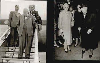 Keystone Press Agency - Sir Winston Churchill and Lady Churchill Arrive in London from Gibraltar. Original Photographs