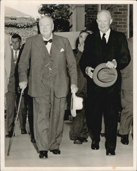 Item #51-5200 Sir Winston Churchill and President Dwight Eisenhower leaving Walter Reed Army...