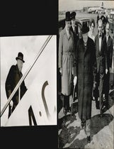Item #51-5205 Sir Winston Churchill entering a Comet IV airplane on his way to New York. Original photographs. Keystone Press Agency.