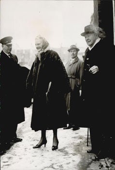 Item #51-5228 Sir Winston Churchill and Lady Churchill leave their Hyde Park home in London for...
