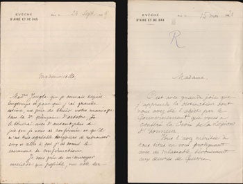 Cormont, Monseigneur Marie-Charles-Alfred de , Diocse d'Aire et Dax (1847-1933) - 2 Letters from Monseigneur de Cormont to the Salonnire Mme. Edmond Archdeacon (Ne Anne-Franoise de Rocquigny Du Faye)