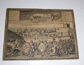 Item #51-5279 Bird's eye View of Posonium - Pressburg (Bratislava). Original engraving. Baroque artist.
